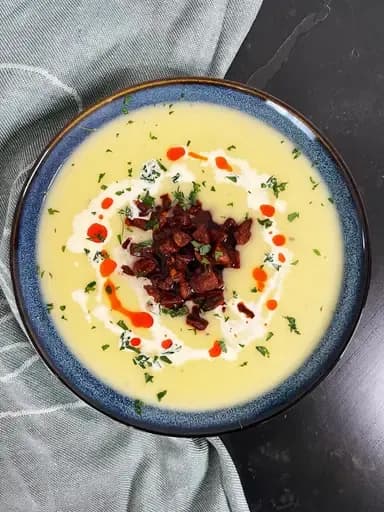 Creamy Potato Soup with Crispy Chorizo