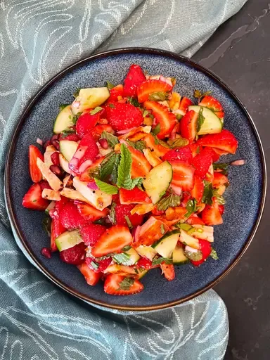 Strawberry & Halloumi Salad with Mint & Pomegranate